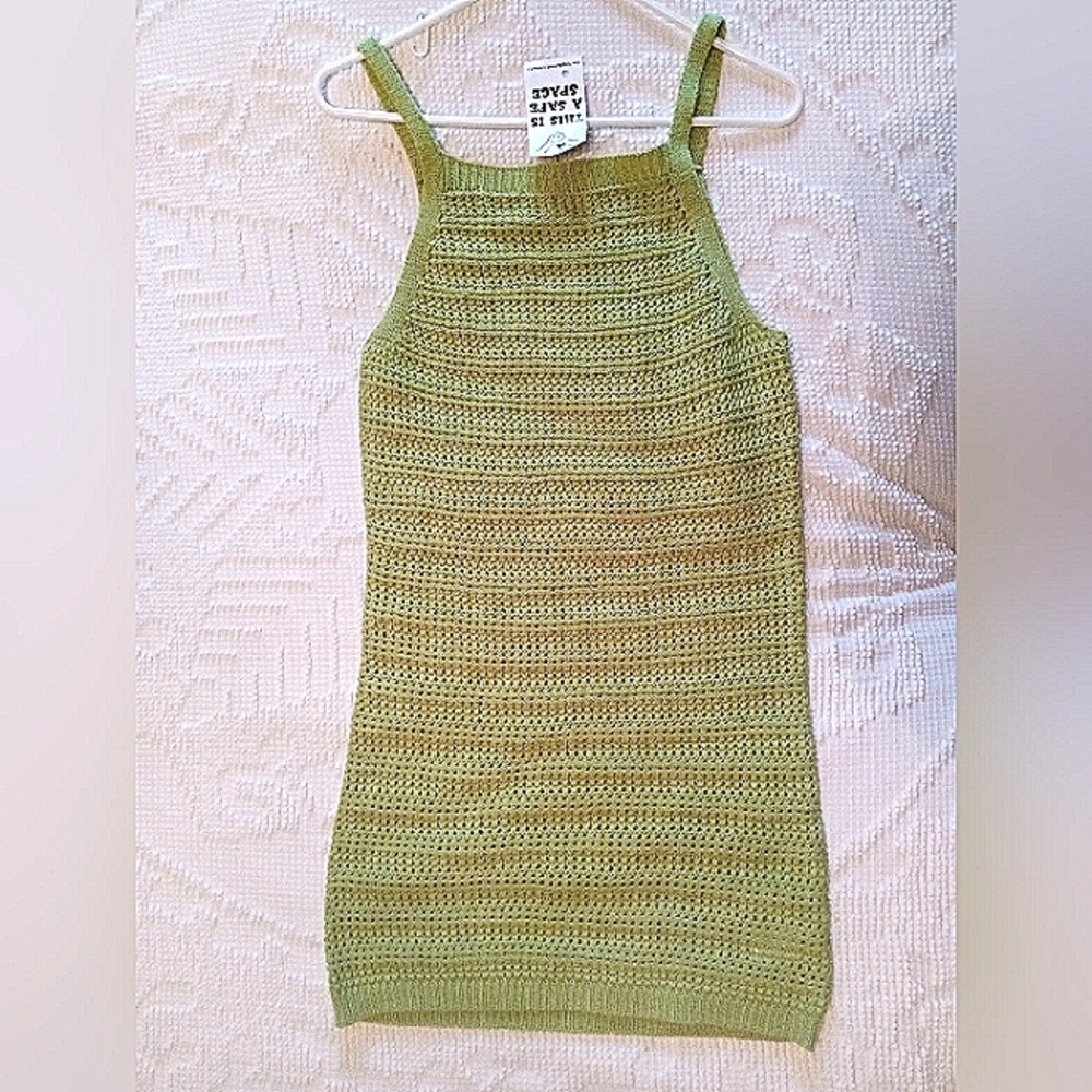 Bright green crochet dress